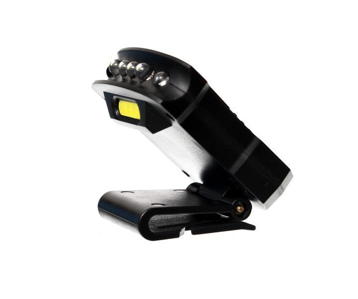 Ліхтарик налобний з кліпсою на кепку Flagman Hat Clip + Head Lamp 3+1 (sensor) з акумулятором F0020001 фото